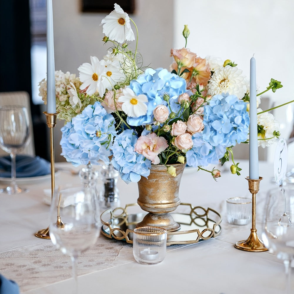 Artificial Hydrangea Flowers with Stems 72Pcs Fake Silk Hydrangea Flower Heads Bulk for Wedding Centerpieces Home Party Table Vase Decor Blue Purple Pink Champagne