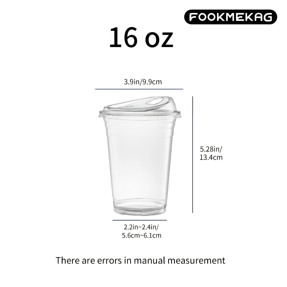 Disposable Clear PET Cups with Lids 50 Sets ¨C Transparent Plastic Cups for Coffee Smoothies Cold Drinks Parties Picnics Travel, 16oz & 20oz