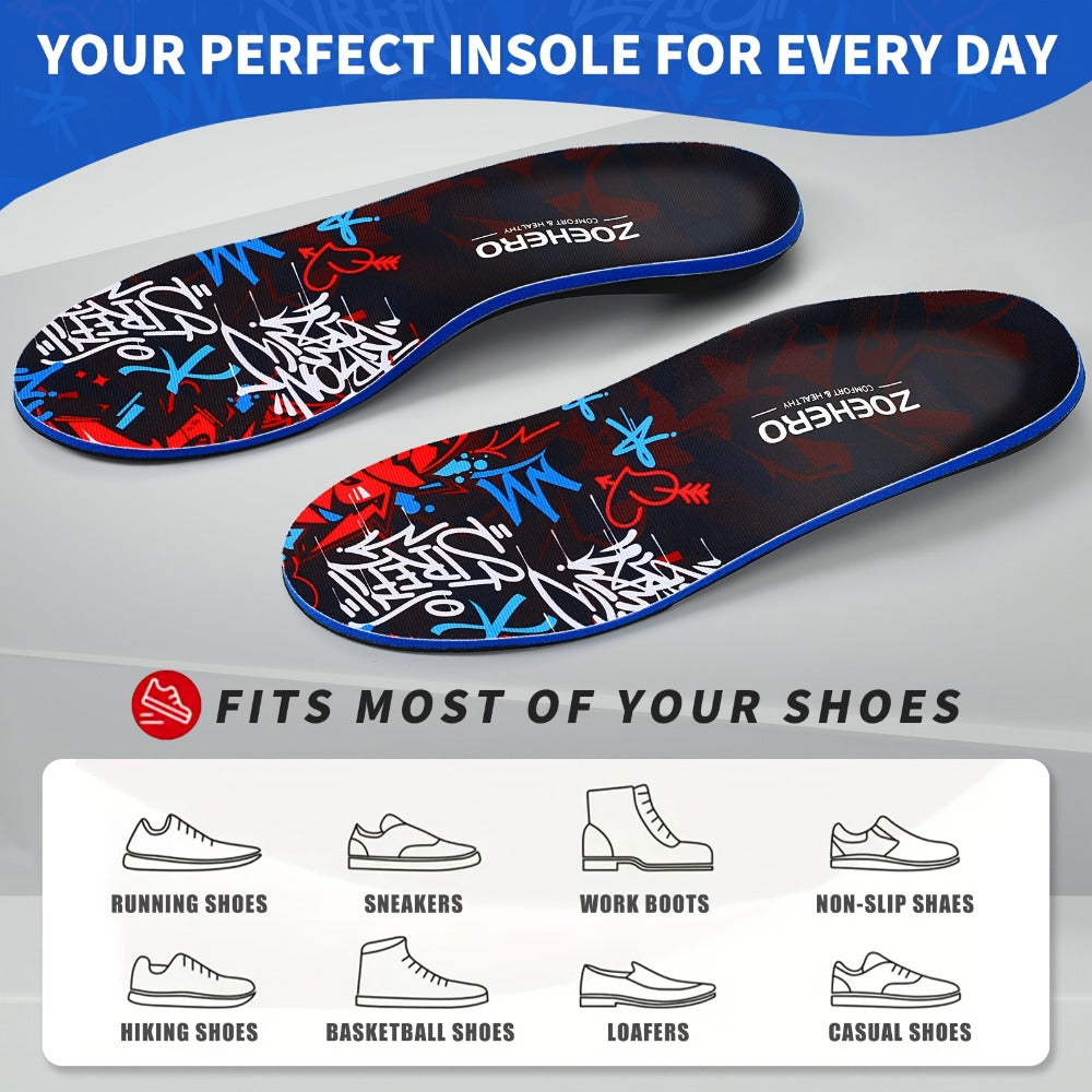 Arch Support Insoles for Men & Women - Heavy Duty Flat Feet Shoe Inserts, Shock Absorbing Comfort Insoles for Standing All Day, Work, Sports, Walking & Hiking