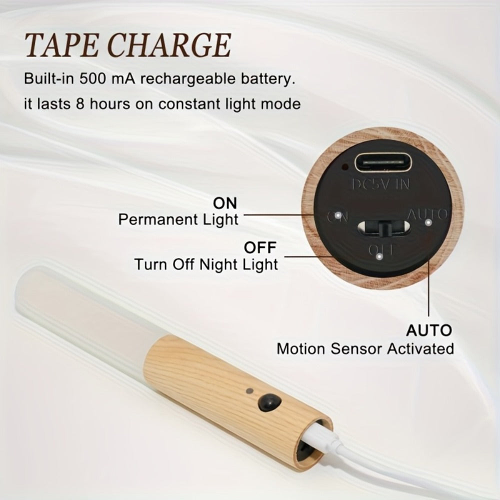 Motion Night Light Rechargeable LED ¨C IPX4 Waterproof Wood Grain & Walnut Under Cabinet Step Lamp for Staircase, Hallway, Wardrobe, Closet & Indoor Walls (2 or 4 Pack)