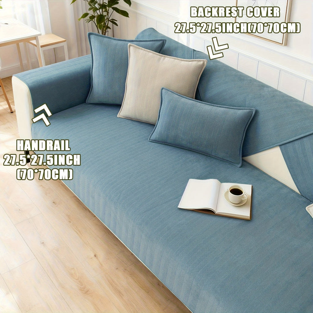 Chenille Ribbed Sofa Cover - Pet Friendly Non-Slip Machine Washable Soft Stretch Slipcover for 1-4 Seater Sectional Sofa Living Room Bedroom Office, 9 Colors