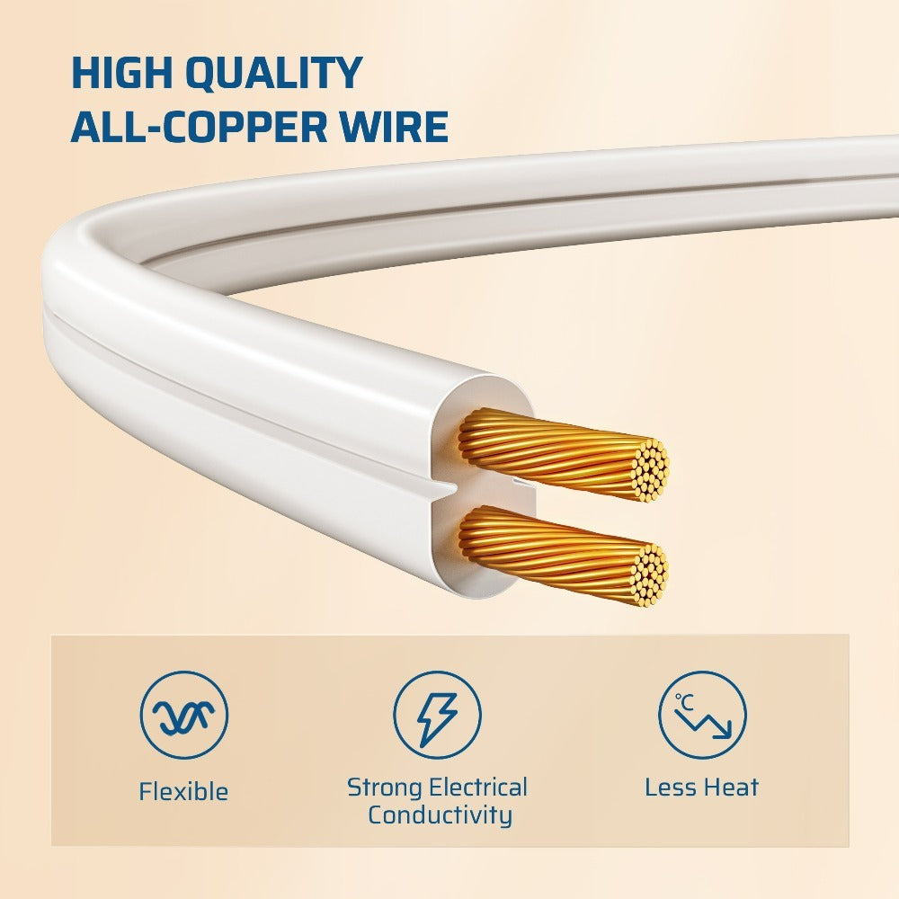 Extension Cord 4 Pack 3FT 3-in-1 Outlet 2 Prong Plugs 16AWG SPT-2 Cable Twist-Lock Safety Cover 13A 125V for Home Office Workshop Indoor Use White