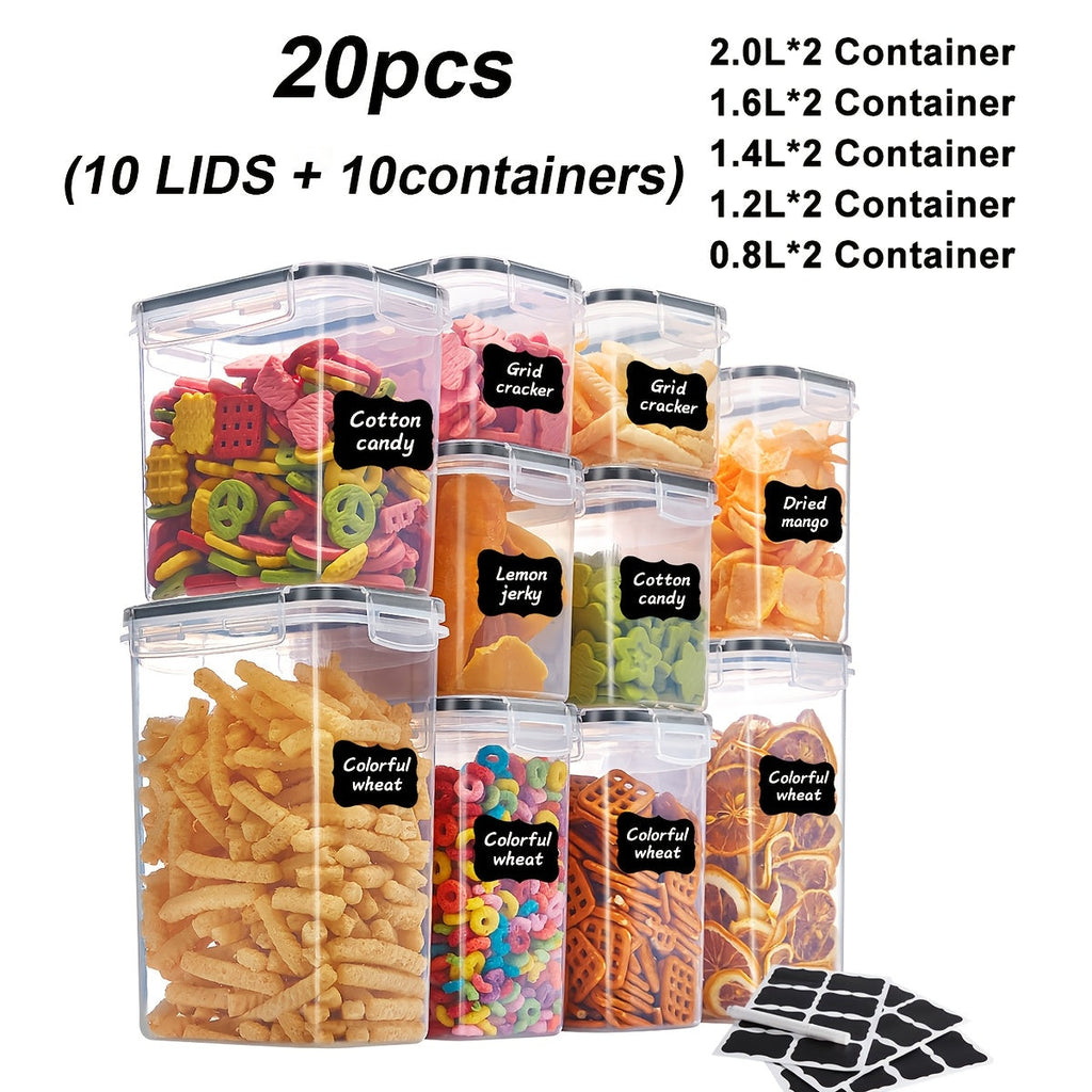 Food Storage Containers with Flip Top Lids - Airtight Plastic Jar Set for Pantry Kitchen Organization, Includes Reusable Labels and Marker, Dishwasher Safe, Available in 6, 12, 14, 20, 48 and 84 Piece Sets for Home Travel and Outdoor Use