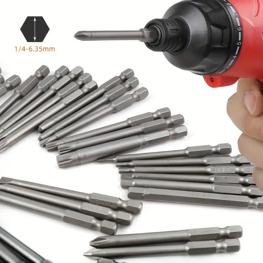 Magnetic Screwdriver Bits Set 50pcs ¨C 75mm Extended Security Bits, 1/4¡± Hex Shank, Torx Star Hex Spline, for Power Drills & Hand Screwdrivers