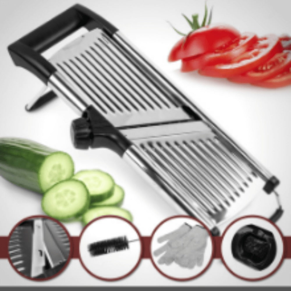 Mandoline Slicer 7-Blade Stainless Steel Vegetable Slicer with Adjustable Thickness & Safety Guard - PRO Kitchen Mandolin Food Cutter for Potatoes, Tomatoes, Carrots, Onions & Fruits