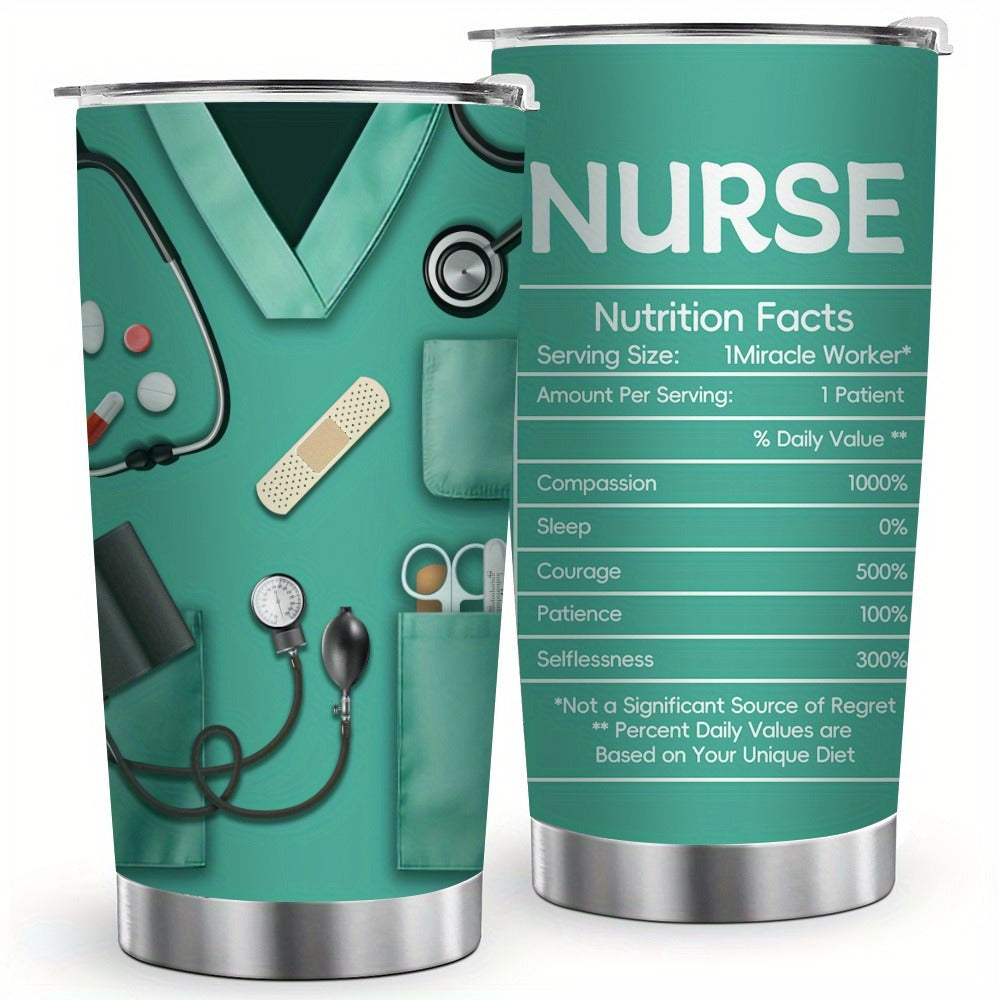 Nurse Tumbler 20oz Stainless Steel Insulated Cup with Lid and Straw - Medical Kit Design Travel Mug Nurse Gift Idea for Women Nurses Week Birthday | Rose Red Green Purple | Hot Cold Beverages
