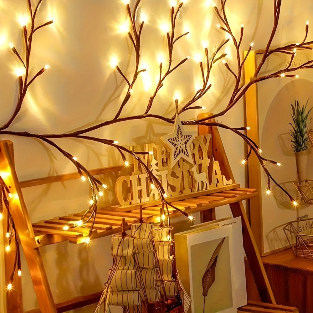 96 LED Fairy Lights USB Powered - 6ft Bendable Willow Branch String Lights with 8 Modes & Remote Control for Indoor Home Decor, Wedding, Christmas, Holiday Party