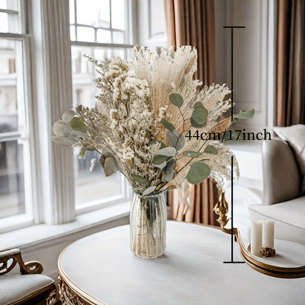 Pampas Grass Decor Set 42pcs Boho Dried Flowers for Vase, Bohemian Home Decor, Wedding Bouquet, Bathroom & Living Room Arrangement, Natural Dried Greenery with Olive Branches, Rustic Farmhouse Style