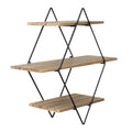 Geometric Diamond Wall Shelf 3-Tier Metal Wire & Wood Floating Shelves | Industrial Style Display Shelf for Living Room Kitchen Bedroom