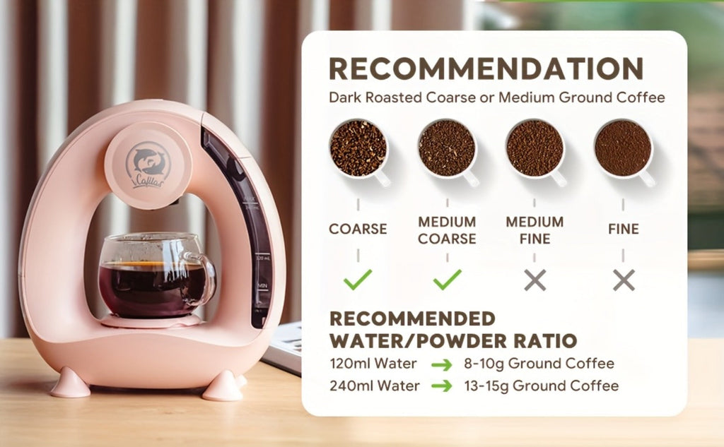 Espresso Coffee Maker 2-in-1 Single Serve Compatible with K-Cup and Ground Coffee Americano Mini Coffee Machine Tea Maker with Filter K-Cup Adapter 4-8oz Pink Champagne Gray Black