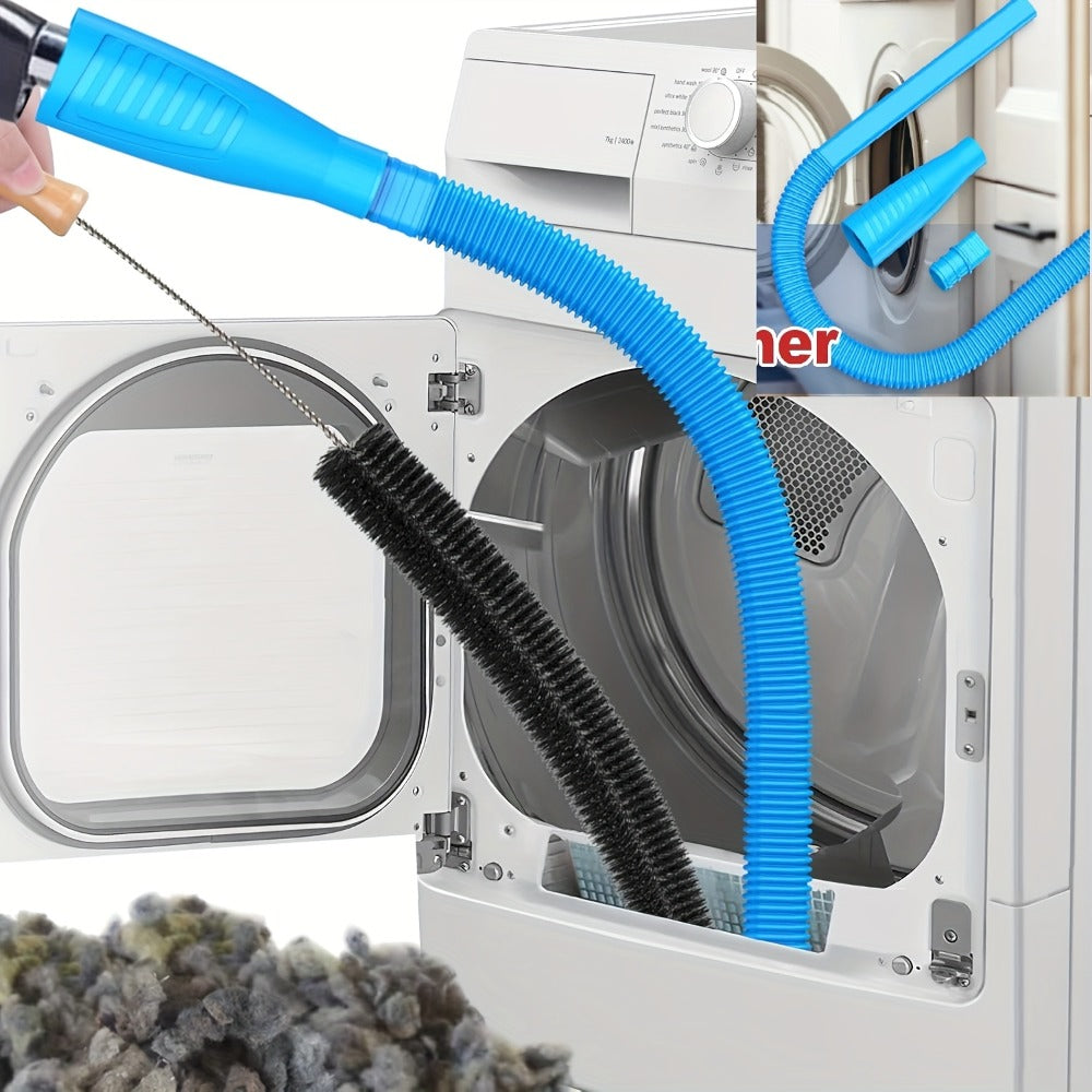 Dryer Vent Cleaner Kit 2pcs Flexible Lint Brush Vacuum Hose Attachment Power Lint Remover for Dryer Vent Refrigerator Coil Cleaning Home Appliance Maintenance