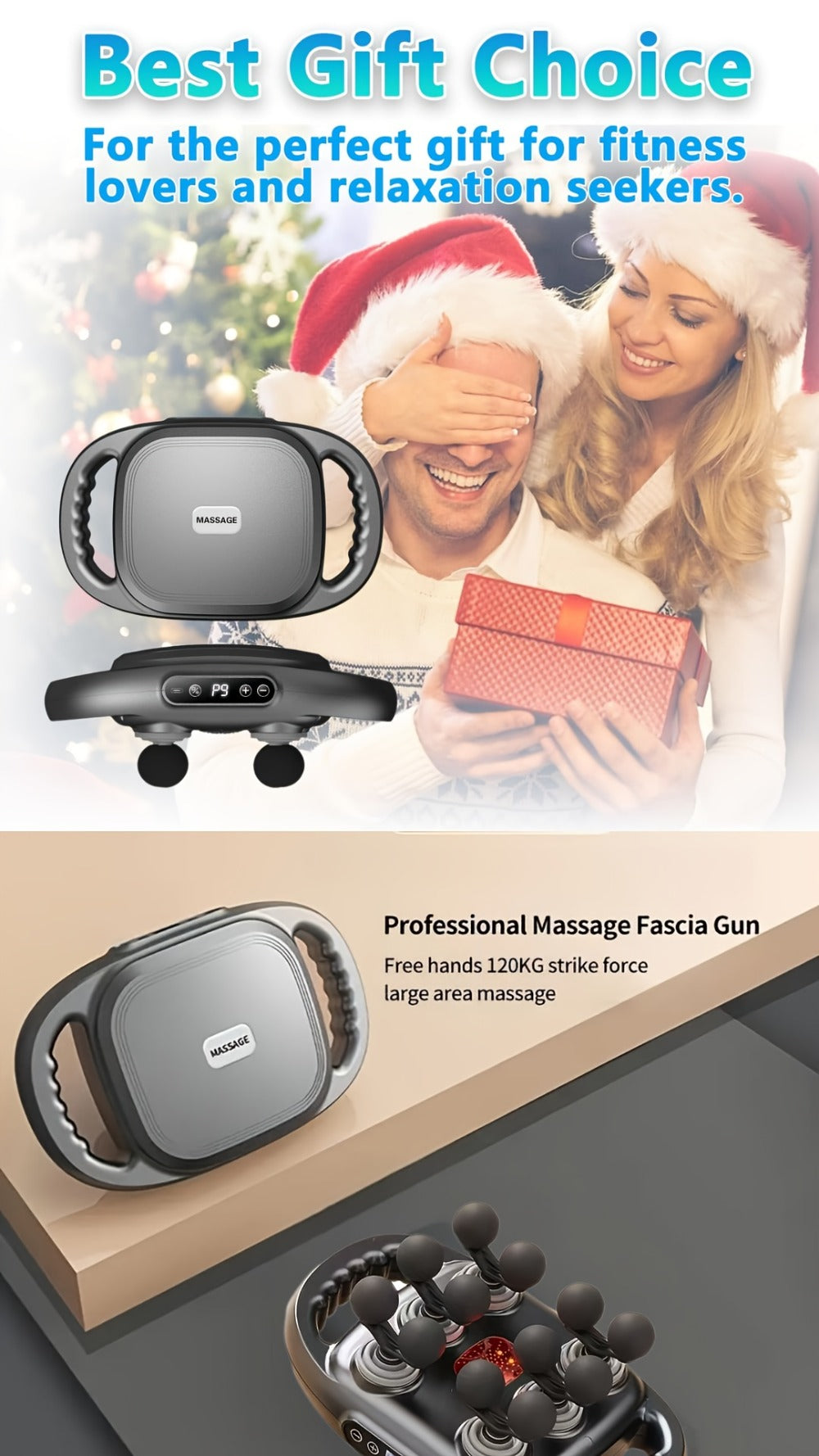 Massage Gun 12 Heads Deep Tissue Percussion Muscle Massager Set for Back Neck Shoulders Legs Foot Pain Relief Quiet Handheld Electric Body Massager