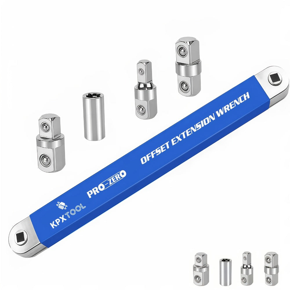 Ratchet Wrench Set 2-in-1 Multi-Function Offset Extension | 1/2¡± 1/4¡± 3/8¡± Square Head Adapters | 180¡ã Swivel High Torque Non-Slip Handle | Durable Metal Automotive Repair Hand Tool