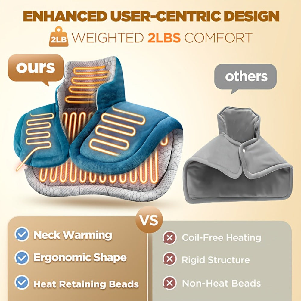 Heating Pad for Neck & Shoulders ¨C 130W Graphene Weighted Electric Pad, 6 Heat Settings, 4 Timers, Auto Shut-Off, Machine Washable