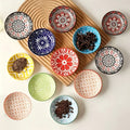 Dipping Sauce Dish Set 10/12 Piece Bohemian Ceramic ¨C Colorful Small Plates for Soy Sauce Vinegar Spices Condiments Sushi Bar Restaurant Kitchen Party Boho Snack Seasoning Plate
