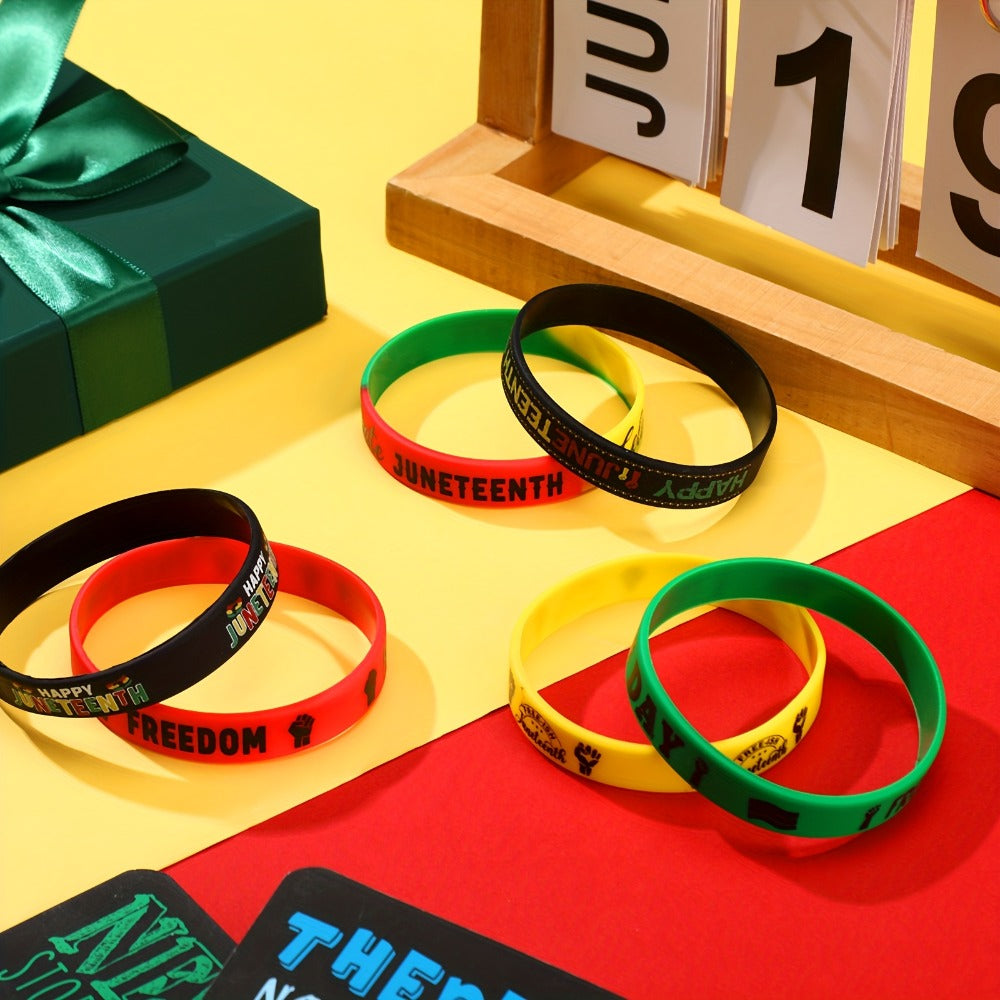 Juneteenth Bracelets Bulk 120pcs 1865 Black Freedom Day Wristbands Happy Juneteenth Party Favors Black American Independence Bracelets for Adults Classic Style Gift for Her Him