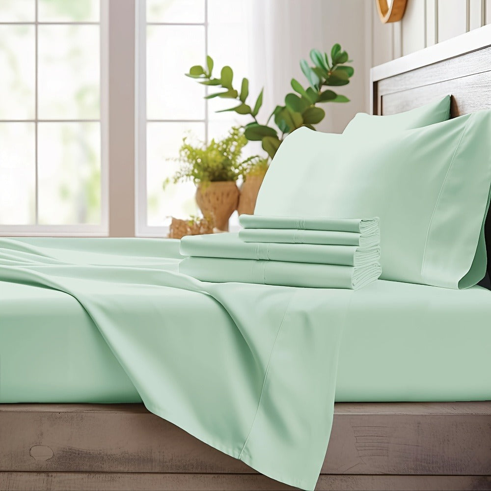Bamboo Cooling Sheet Set 4pcs ¨C Deep Pocket Fitted Sheet Flat Sheet Pillowcases for Hot Sleepers Twin Full Queen King