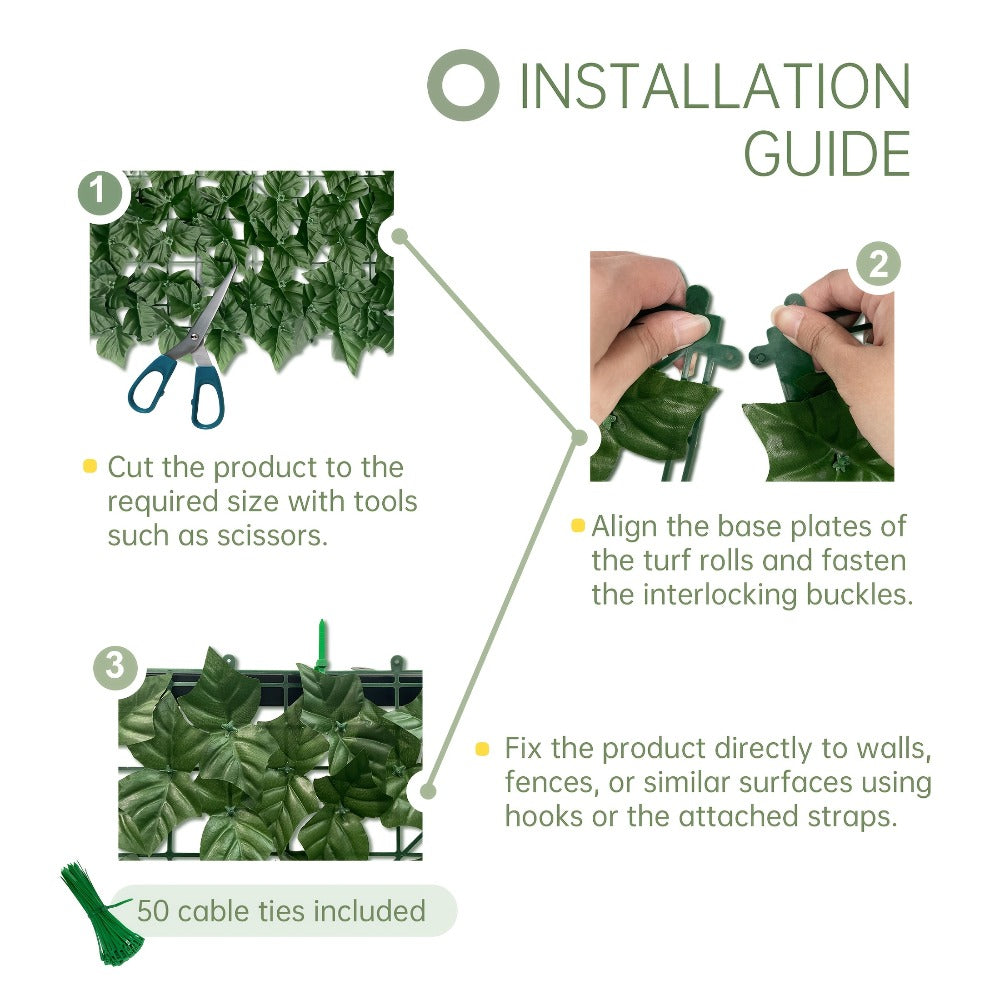 Artificial Ivy Privacy Fence Screen ¨C UV-Resistant Faux Ivy Hedge Panel for Outdoor Patio, Garden, Balcony & Fence Cover | Realistic Greenery Wall Decor | Multiple Sizes Available
