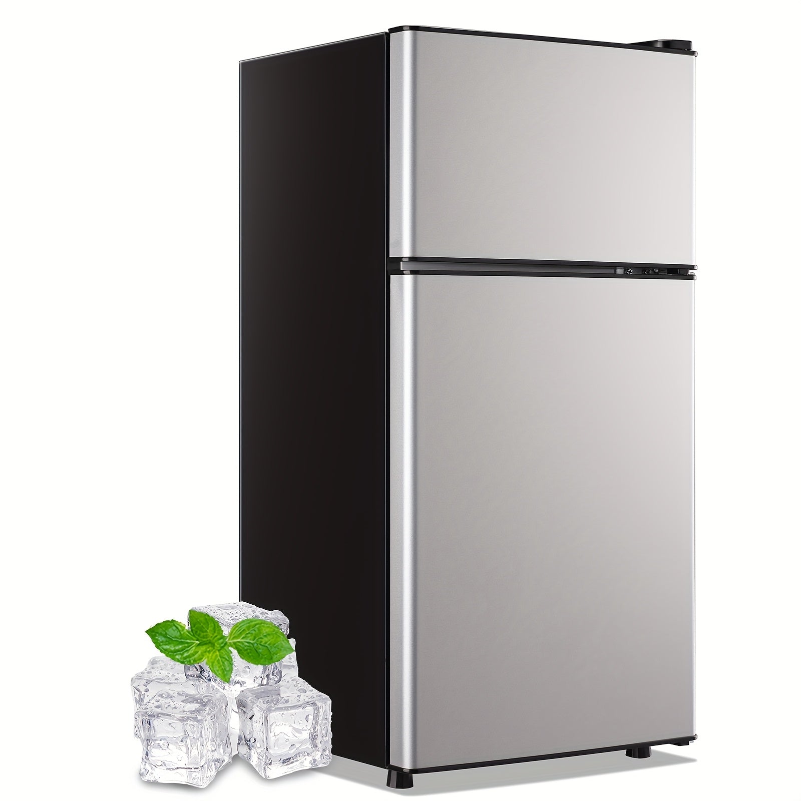 Mini Refrigerator with Freezer, 2.4 Cu Ft Double Door Small Fridge with Removable Shelves & Adjustable Feet ¨C Compact Personal Fridge for Bedroom, Dorm, Apartment, Home Office and Kitchen
