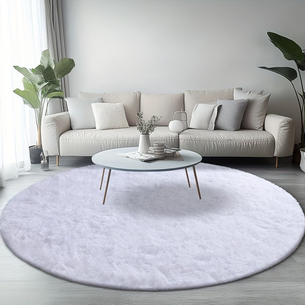 Round Shaggy Plush Rug ¨C Soft Fluffy Circular Carpet for Bedroom & Living Room, Easy Clean