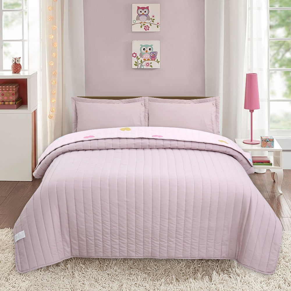 Kids Bedspread Set 3 Piece Pink Princess Pony Print Soft Comfortable Bedspread with 2 Pillowcases Girls Bedroom Decor Christmas Halloween Gift Core Not Included