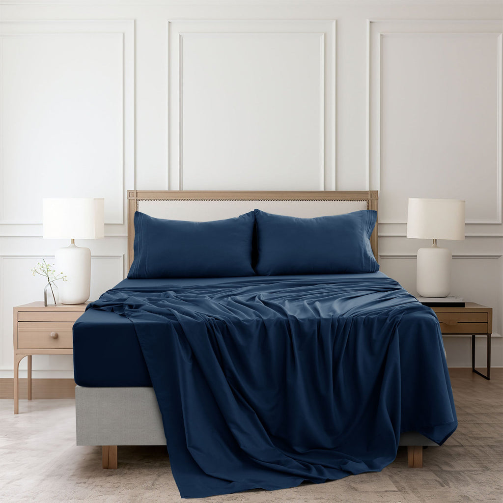 Microfiber Bed Sheet Set 4 Piece - Soft Breathable Deep Pocket 16 inch Fitted Sheet, Flat Sheet & Pillowcases, Wrinkle Fade Resistant Bedding for All Seasons Twin Twin XL Full Queen King Cal King, 24 Colors