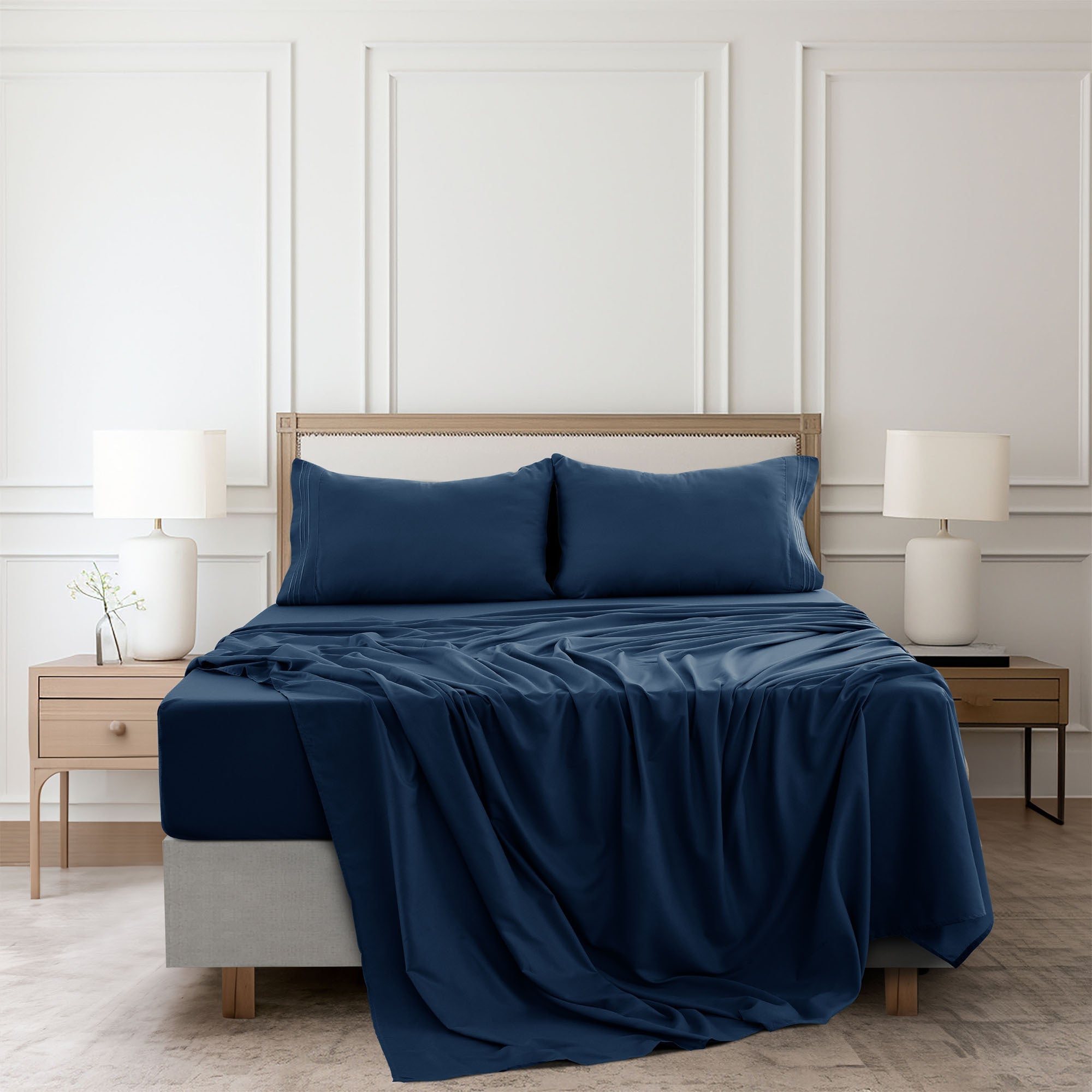 Microfiber Bed Sheet Set 4 Piece - Soft Breathable Deep Pocket 16 inch Fitted Sheet, Flat Sheet & Pillowcases, Wrinkle Fade Resistant Bedding for All Seasons Twin Twin XL Full Queen King Cal King, 24 Colors