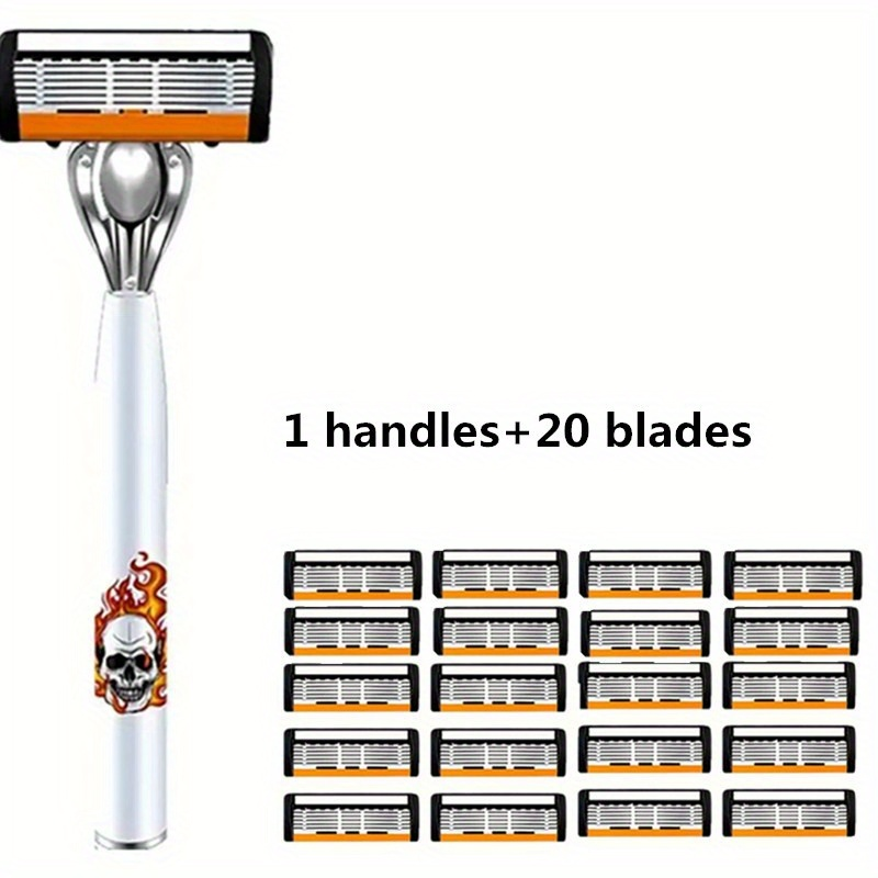 Men's Safety Razor with Replacement Blades - Anti-Slip Stainless Steel Handle Shaver for Beard & Sideburns, Classic Style Wet Shaving Razor, Multiple Blade Bundle Options