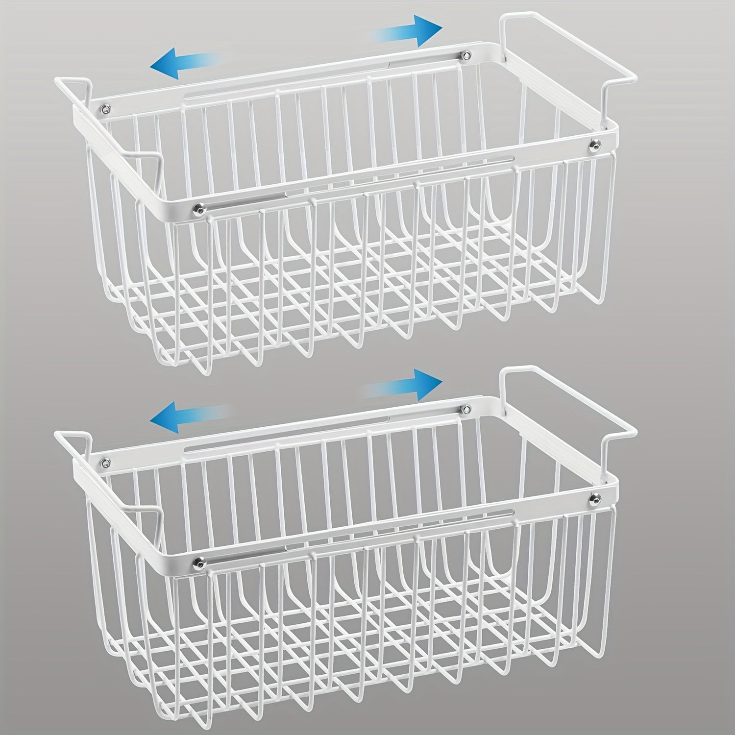 Freezer Organizer Bins, Expandable Chest Freezer Baskets with Hanging Handles ¨C Adjustable Wire Basket 15.6¡± to 24.3¡±, Heavy-Duty Iron Rust-Proof Deep Freezer Storage for Most Chest Freezers, 2 Pack