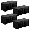 Spandex Table Skirt for Rectangle Tables 6ft, Black White Stretch Table Cover for Events Weddings Banquets, Washable Wrinkle Resistant