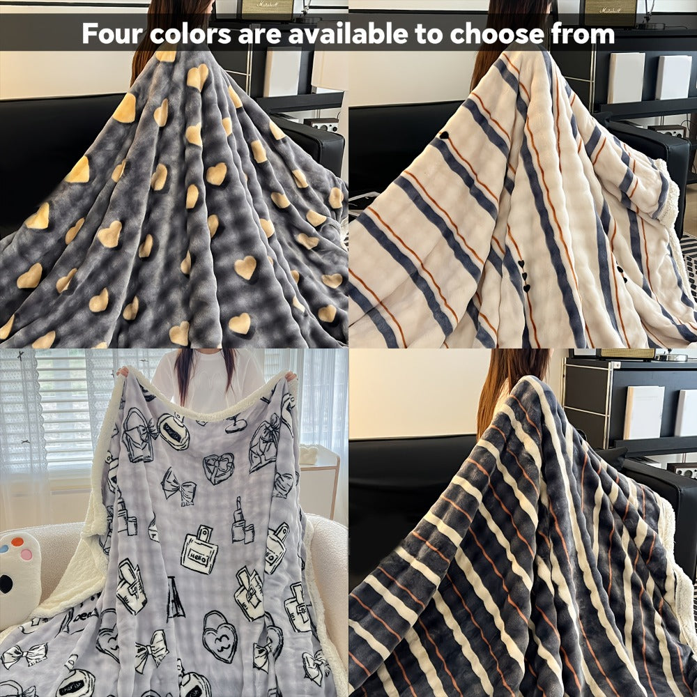 400-450gsm Heavyweight Flannel Blanket ¨C Thick Warm Woven Throw for Bed, Sofa & Bedroom, Machine Washable, 16 Patterns, 4 Sizes
