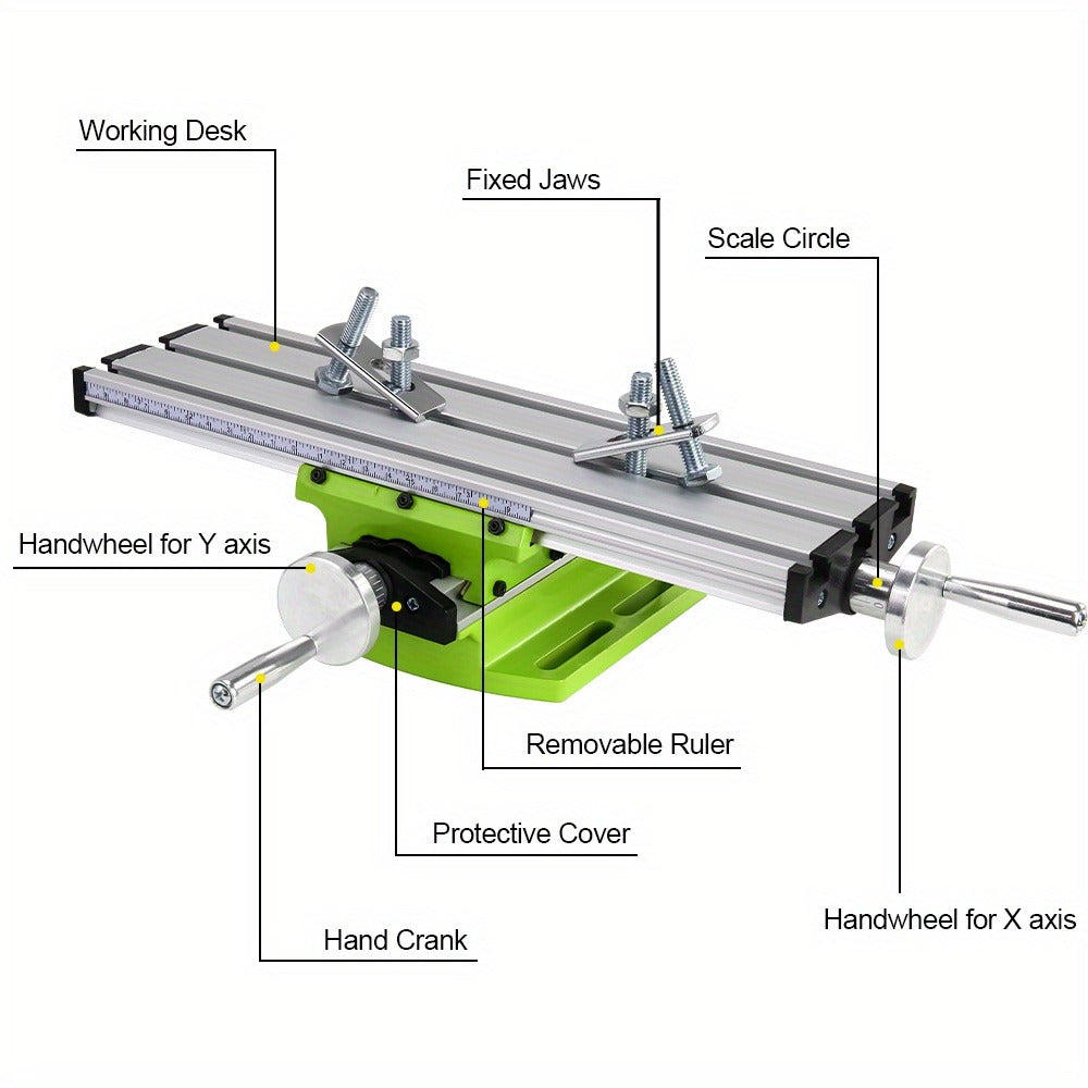 Cross Slide Table BG-6300 Compound Milling Drilling Worktable X-Y Axis Adjustable Bench Drill Press Work Table for Mini Drill Machine