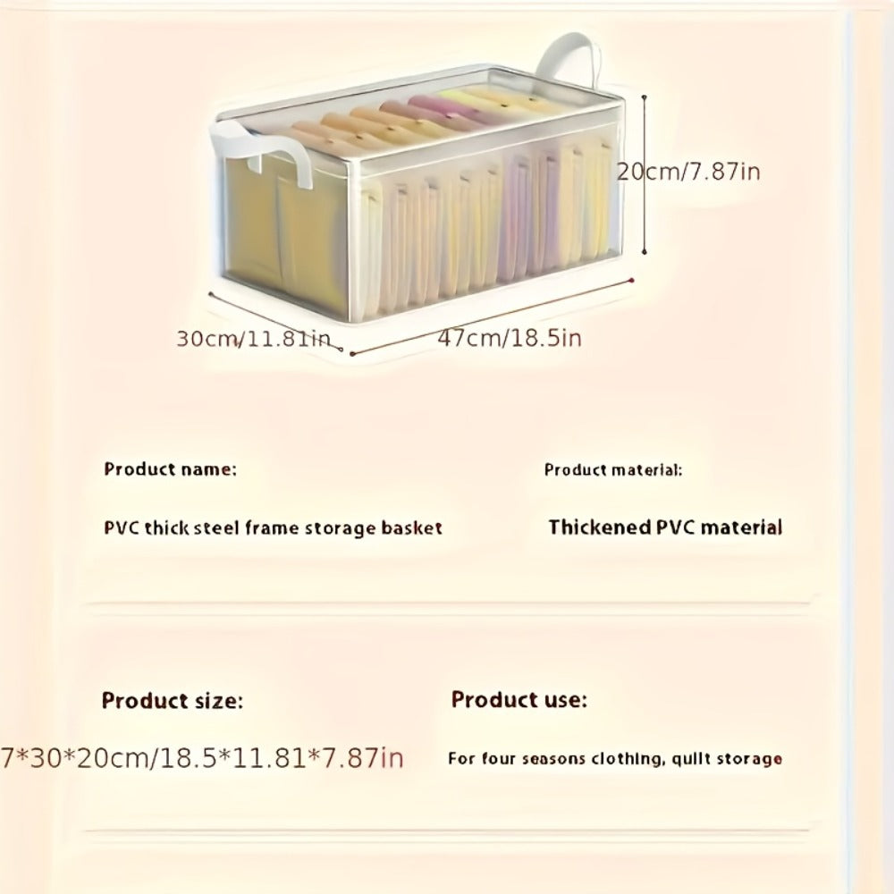 6pcs Foldable Storage Box with Steel Frame ¨C Transparent PVC Stackable Organizer for Clothes, Blankets & Cosmetics | Waterproof Under Bed Storage