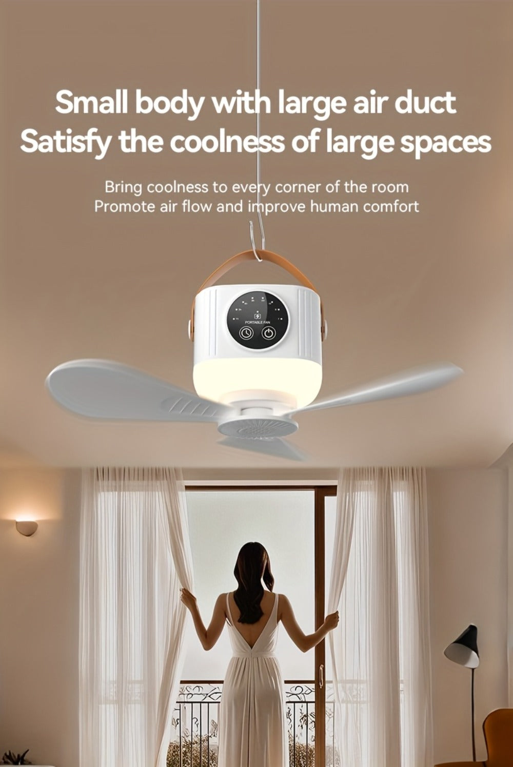 Portable Tent Fan with Remote Control USB Powered Hanging Hook Camping Fan with Triangular Stand Aromatherapy LED Light Emergency Survival Outdoor Fan