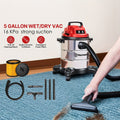 Wet Dry Vacuum Cleaner Shop Vac Stainless Steel 5 or 8 Gallon with Blower Function Powerful Suction for Garage Car Home Workshop and Pet Hair