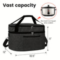 Slow Cooker Bag Insulated Carrier for 6-8 Quart Oval Crockpot, 2-Layer Waterproof Travel Bag with Handle, Keeps Food Warm for Potlucks, Family Gatherings, Reunions & Outdoor Events