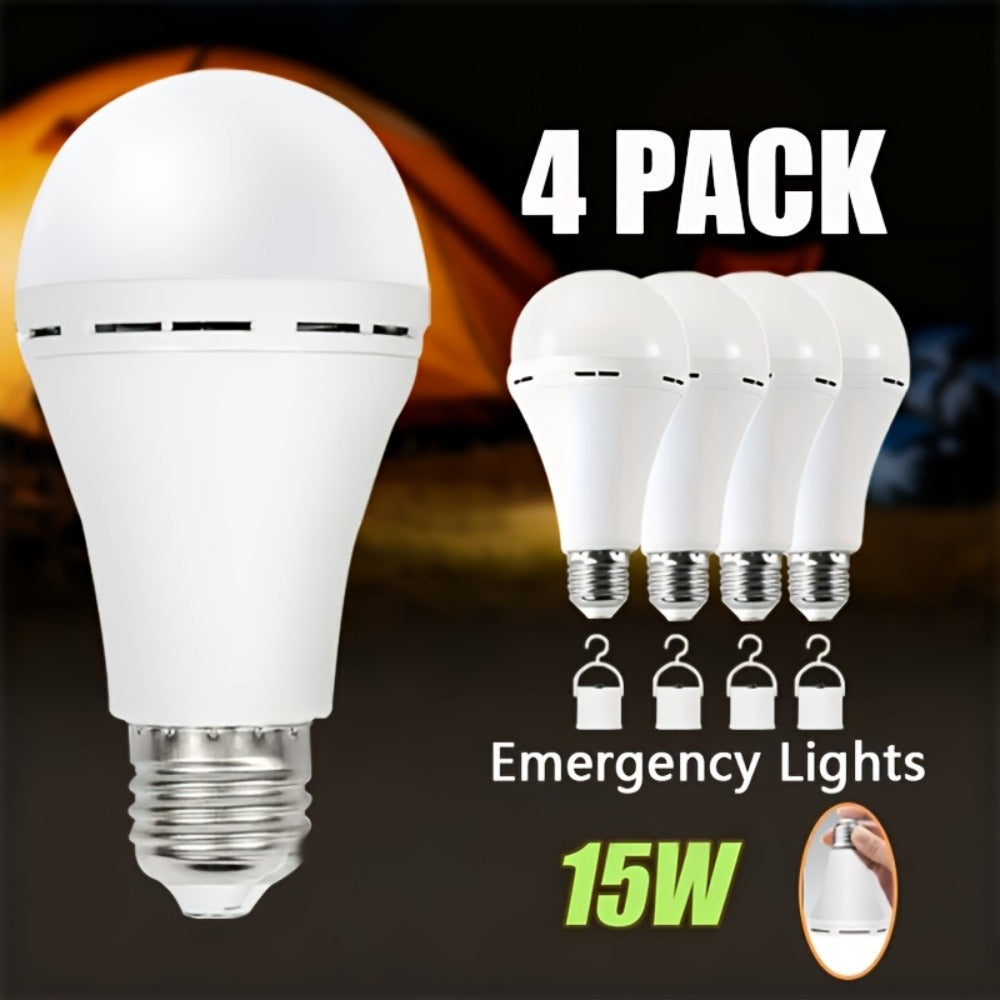 Emergency Light Bulb for Power Outages 2000mAh Rechargeable LED 6000K with Backup Battery ¨C Auto-On Failure Detection, Hangable Emergency Lighting for Home Camping Power Failure, 4 8 12 Pack