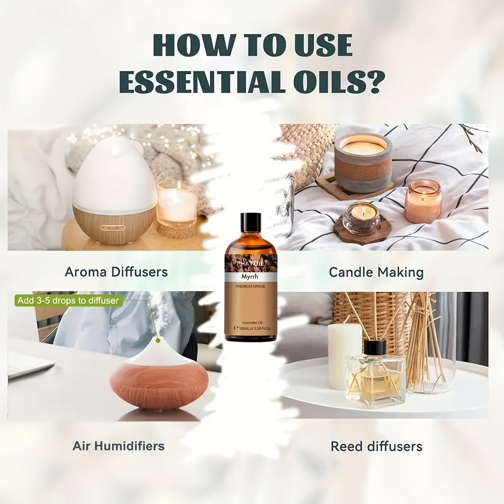 Myrrh Essential Oil 100ml ¨C Pure Undiluted Therapeutic Grade Natural Oil for Diffuser, Humidifier, Candle Making & Skincare | Long-Lasting Aroma, No Additives