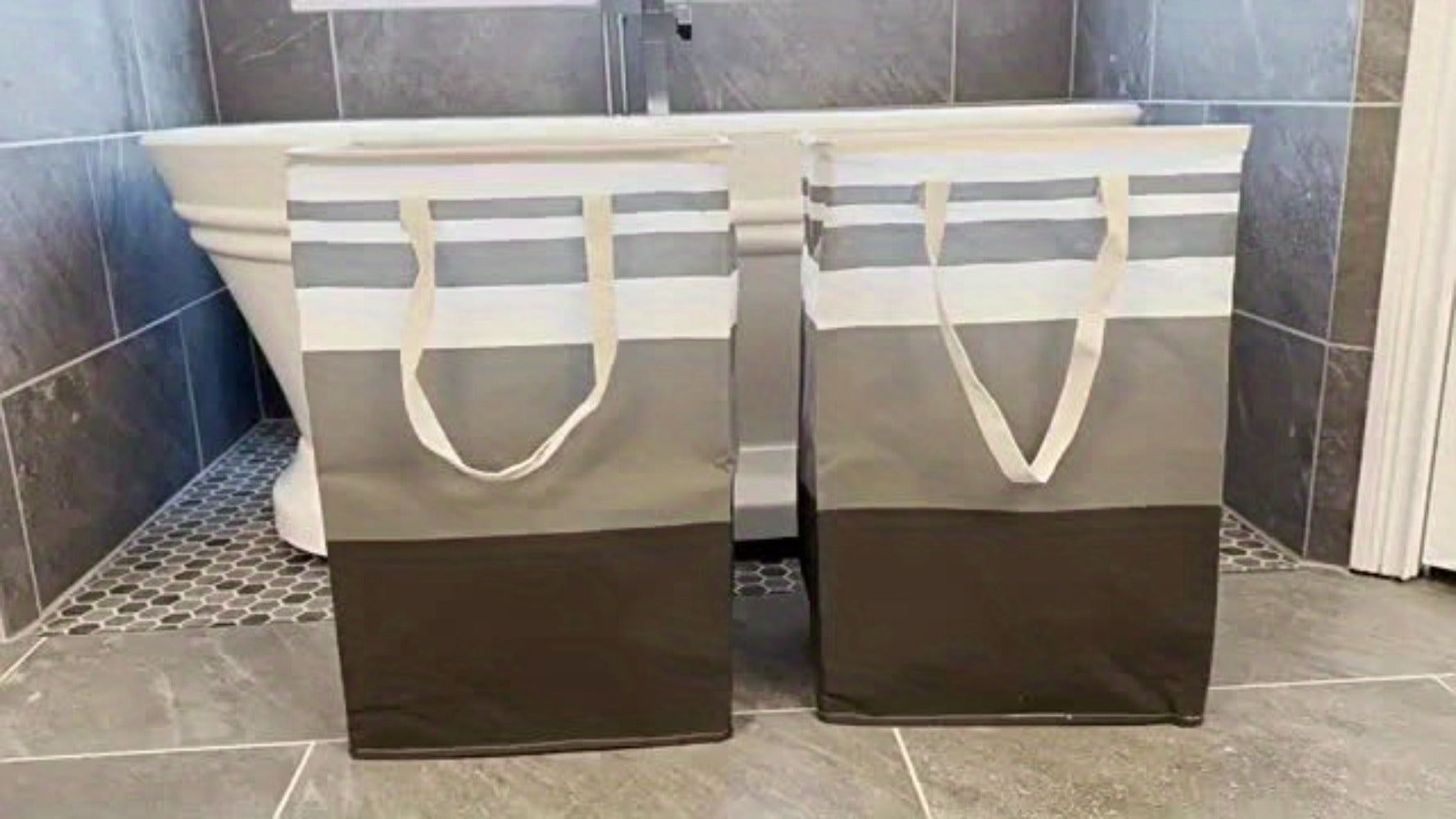 Collapsible Laundry Basket 3 Pack 75L ¨C Freestanding Tall Clothes Hamper with Easy-Carry Handles for Bedroom, Bathroom, Family & Dorm ¨C Large Capacity Folding Laundry Bin Set