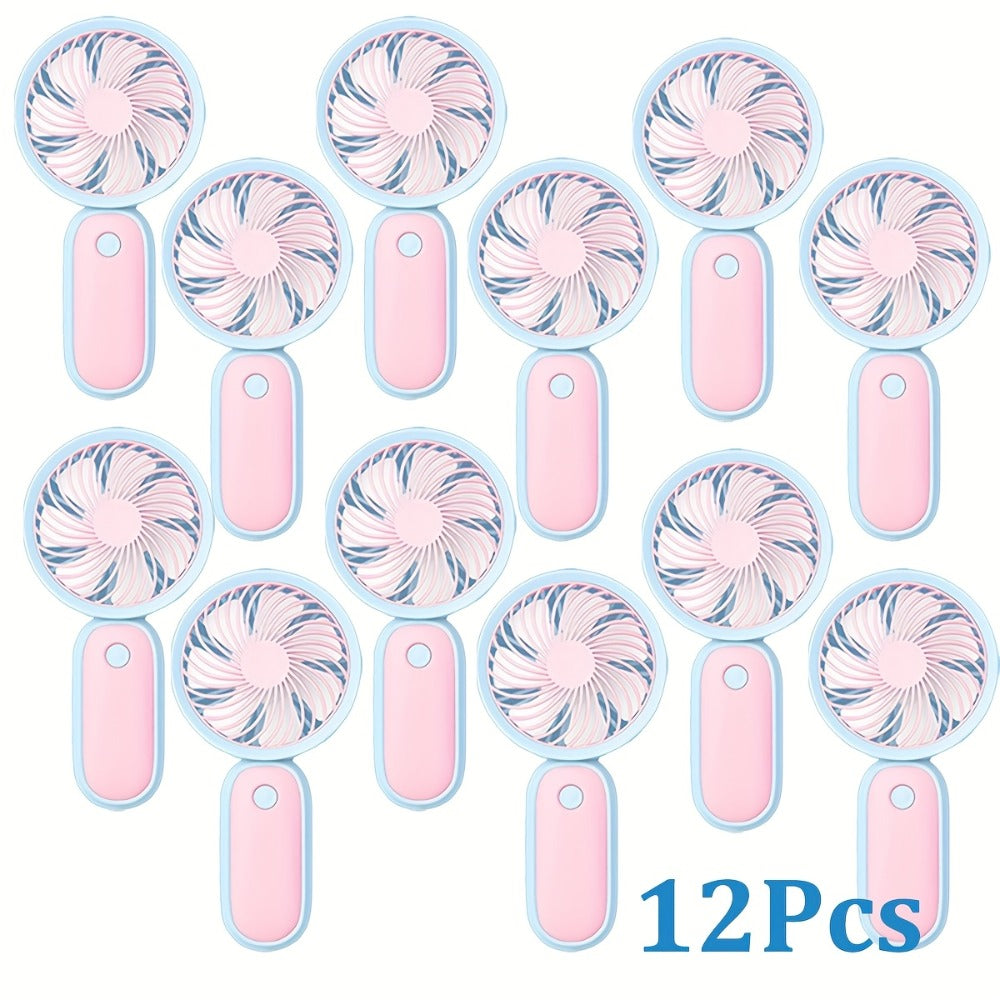 Mini Handheld Fan Bulk 12 Pack | Portable Neck & Wrist Personal Fan, USB Rechargeable, Lightweight Cute Design for Wedding Favors, Festival Party, Travel, Camping & Office Giveaways ¨C Type A & B