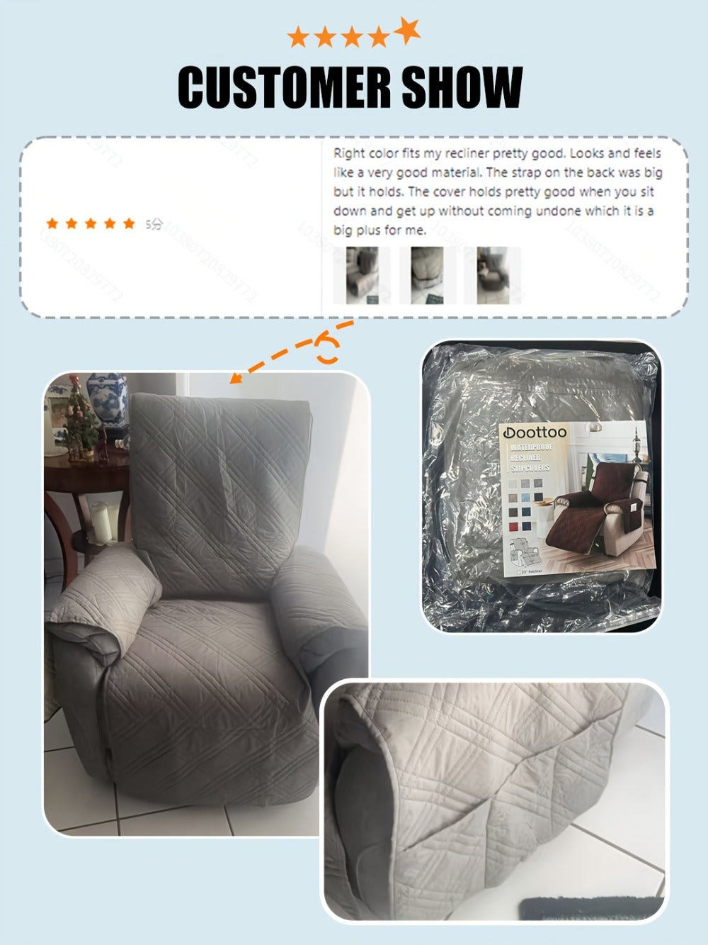 Recliner Chair Cover Waterproof Non-Slip Sofa Slipcover with Pocket Pet Scratch Resistant Washable Furniture Protector for Living Room Multiple Colors