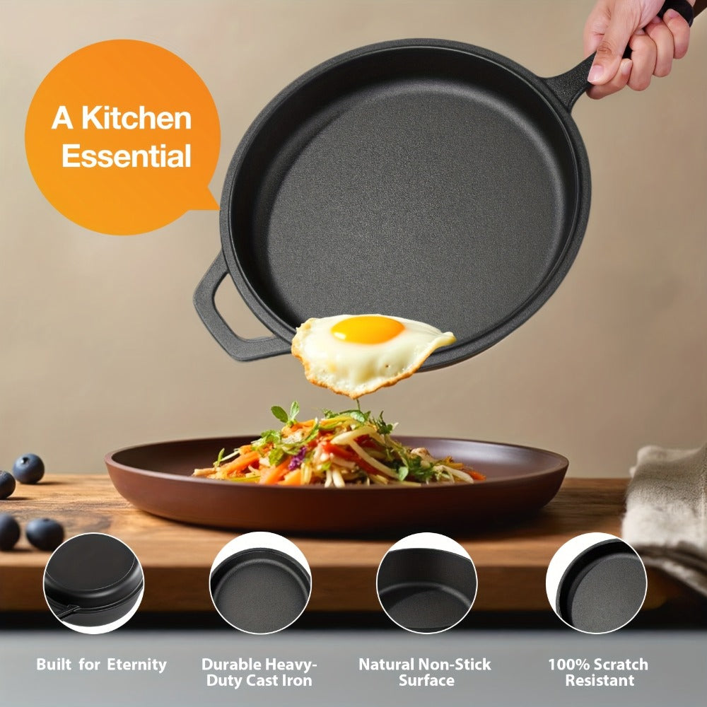 Cast Iron Dutch Oven & Frying Pan Set ¨C Pre-Seasoned 2-in-1 Cookware, Deep Pan + Skillet for Stovetop, Induction, Oven, BBQ & Outdoor Cooking, Multi-Purpose Pots and Pans Set
