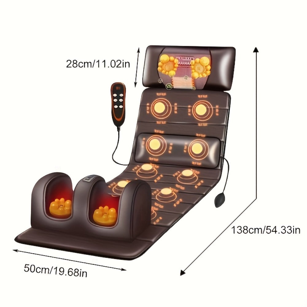 Full Body Heating Massager Set ¨C PU Leather Massage Chair Pad with Neck Massager, Leg Massager, Lumbar Pillow & Headrest, Timer, Non-Slip Base, Full Body Heat Massage for Home & Office Relaxation