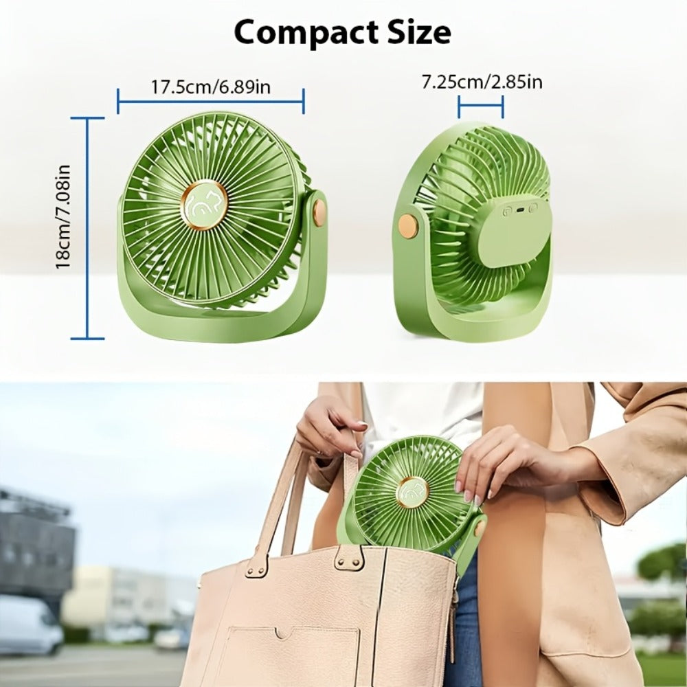 Portable USB Rechargeable Fan, 5-Speed Turbo Strong Wind Fan, Adjustable Hanging Vertical Fan for Wall, Desktop and Ceiling Mount, Fast Cooling Personal Fan for Home, Office and Outdoor Camping