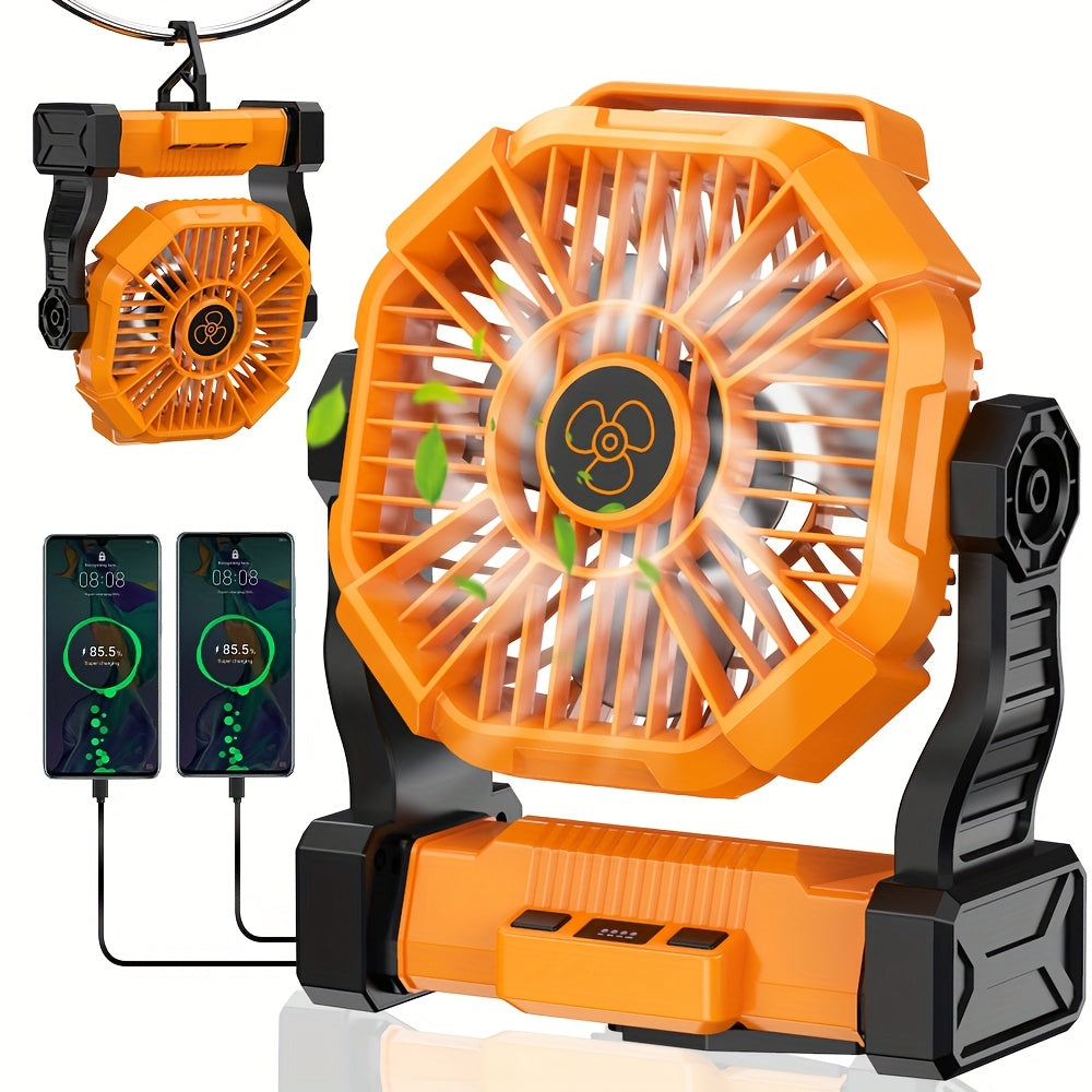 Camping Fan with LED Lantern 3-in-1 Rechargeable Portable Tent Fan with Hook Timer & Rotation for Car RV Barbecue Travel Outdoor