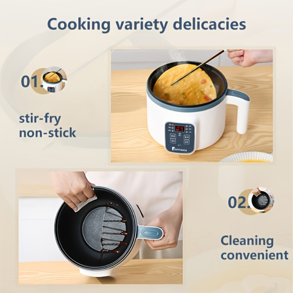 Electric Hot Pot 1.7L Multifunctional | 6 Cooking Modes Steam & Cook Non-Stick Mini Electric Cooker with Overheat & Dry Protection for 1-2 People ¨C Rice, Soup, Noodles & More, Single & Double Layer