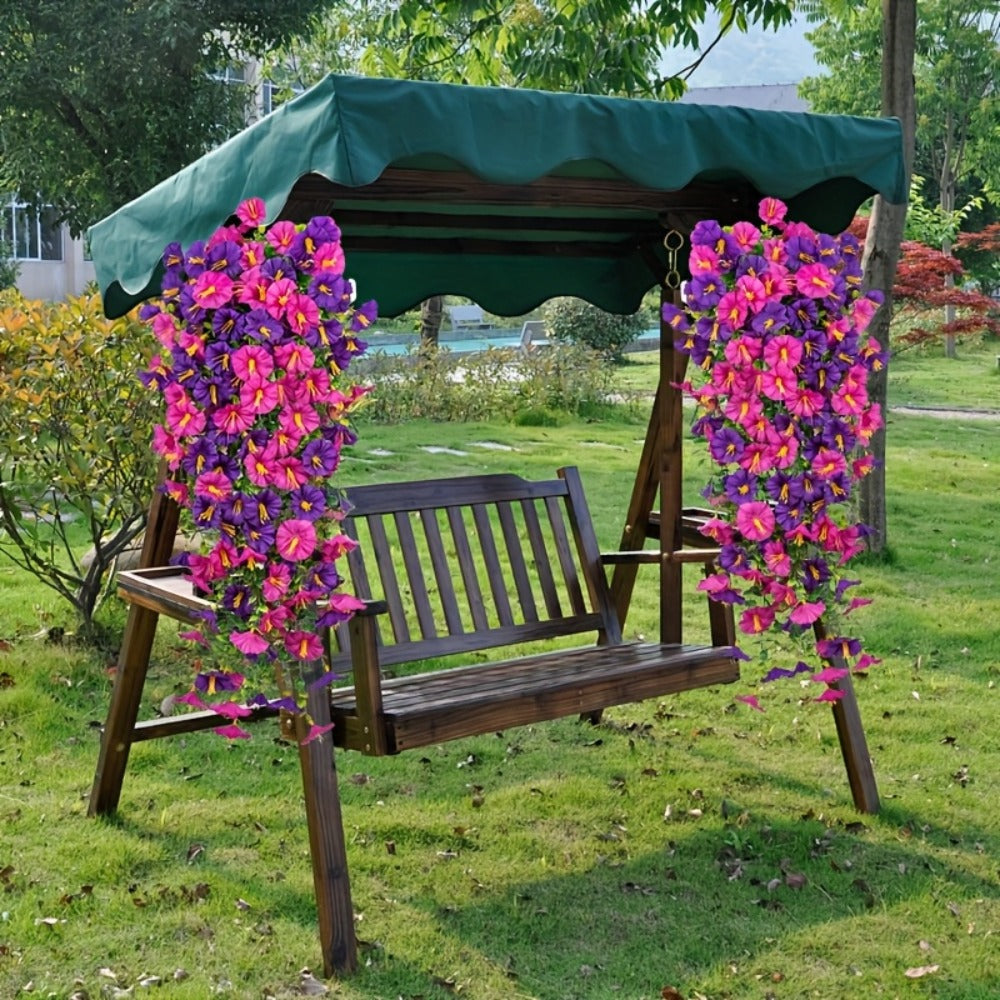 Artificial Flowers Outdoor UV Resistant 4 Bundles Hanging Morning Glory Fake Flowers for Porch Window Box Garden Home Decor Thanksgiving Christmas