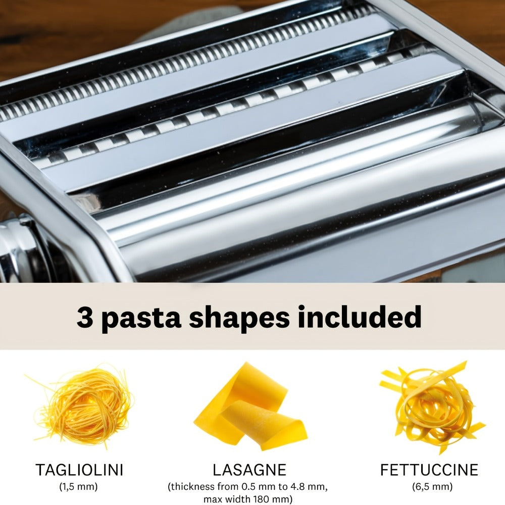 Pasta Maker Machine Manual 9 Adjustable Thickness Settings Stainless Steel Pasta & Noodle Cutter for Spaghetti Fettuccine Lasagna Dumpling Wrappers - Durable Hand Crank Kitchen Tool for Homemade Pasta