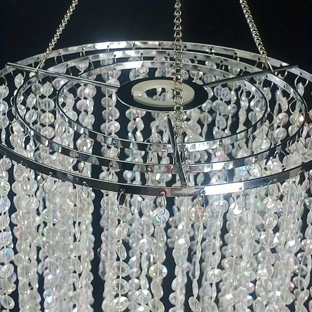 Crystal Beaded Chandelier Lampshade Acrylic Sparkling Droplets Elegant Ceiling Light Fixture Cover for Wedding Party Home Decor Multiple Sizes Branch Style Beadwork Pendant Shade