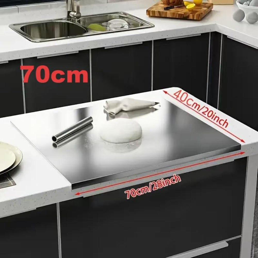 Stainless Steel Cutting Board Extra Large, Heavy Duty Kitchen Chopping Board for Meat Vegetables Dough, Corrosion Resistant Non-Porous Food Prep Surface, Easy Clean Baking & Kneading Board, XL & XXL Sizes